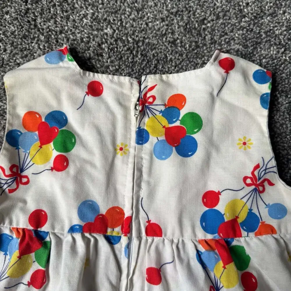 Vintage Balloon Print Tiered Dress Toddler Girls 2T Party Birthday